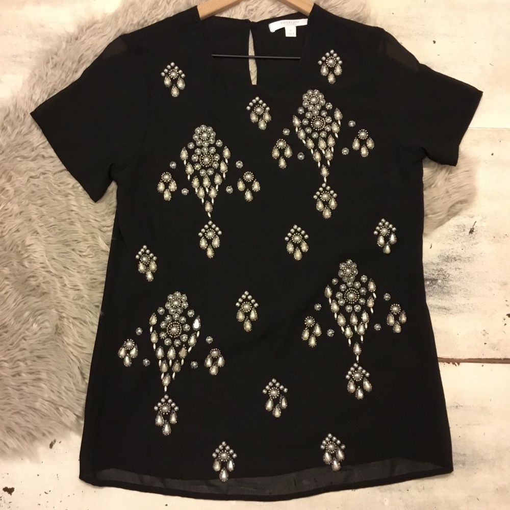 PIPERLIME Collection pearl embellished top
